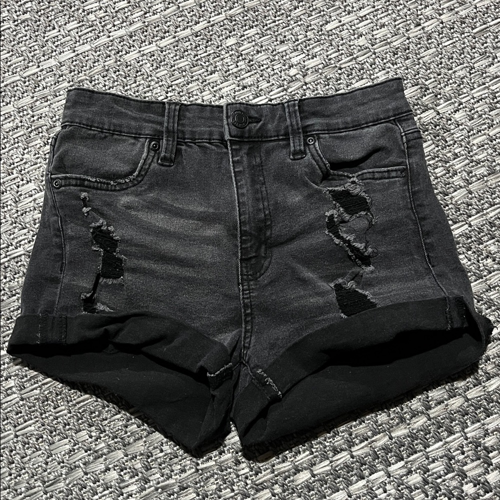 Bluenotes Denim | Emma High Rise Short Distressed Black Jean
